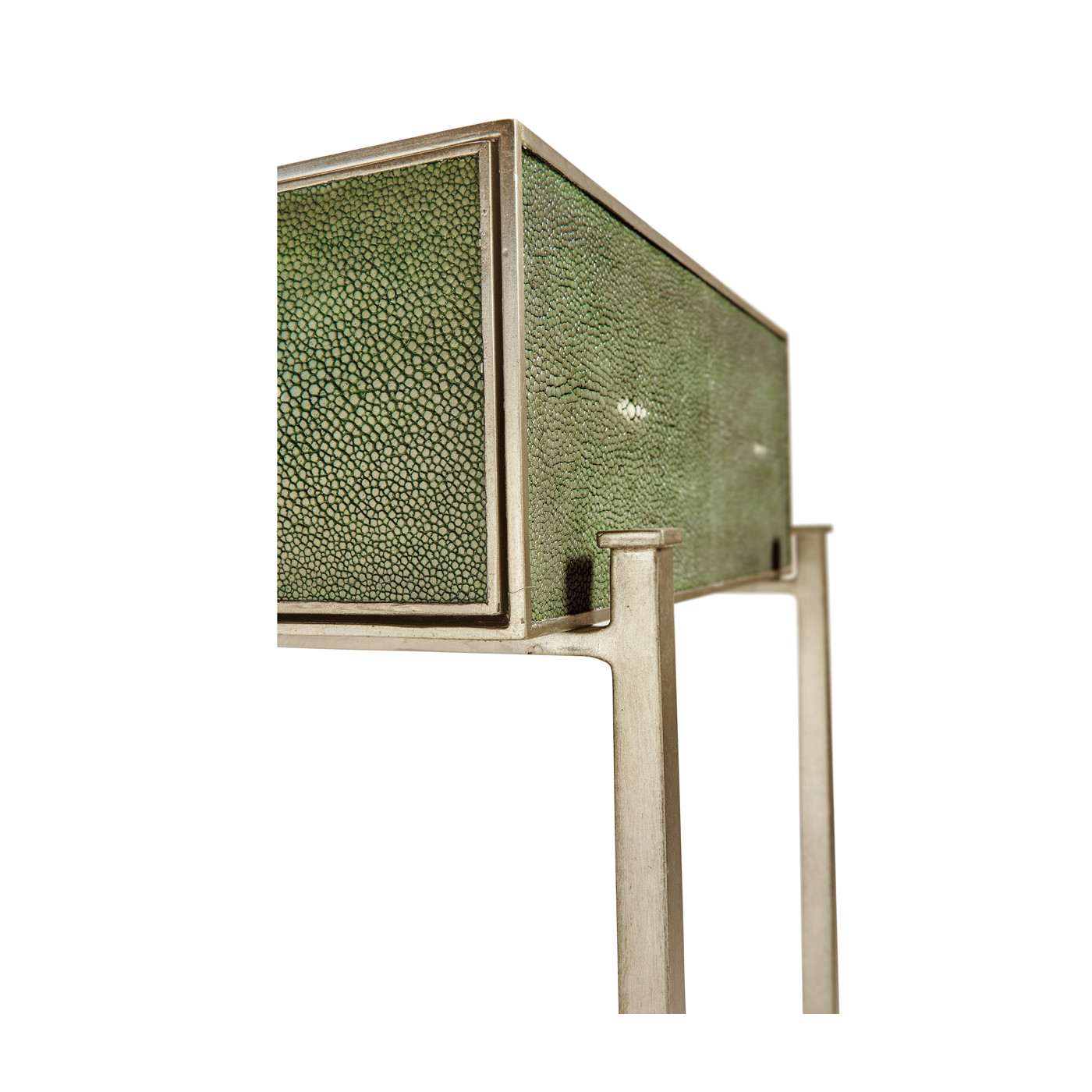 Green Faux Shagreen & Silver Console