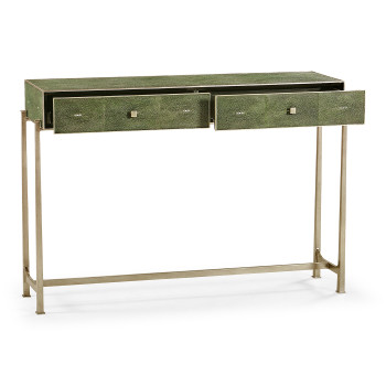 Green Faux Shagreen & Silver Console