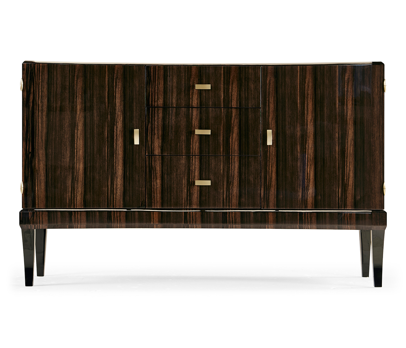 Rectangular Curved Art Deco Macassar Ebony High Lustre Sideboard