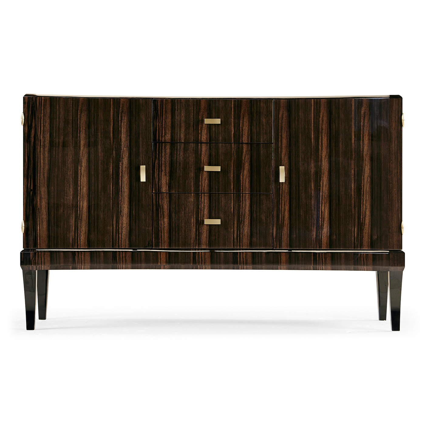 Rectangular Curved Art Deco Macassar Ebony High Lustre Sideboard