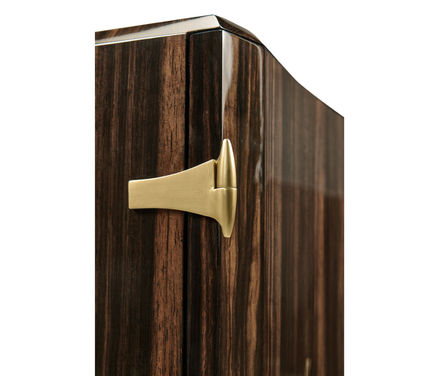 Rectangular Curved Art Deco Macassar Ebony High Lustre Sideboard