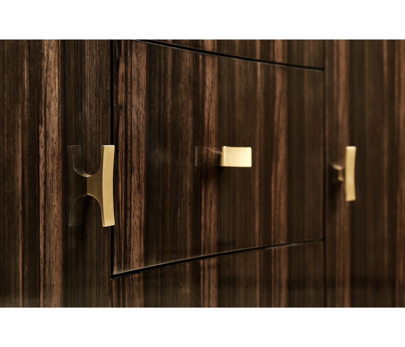 Rectangular Curved Art Deco Macassar Ebony High Lustre Sideboard