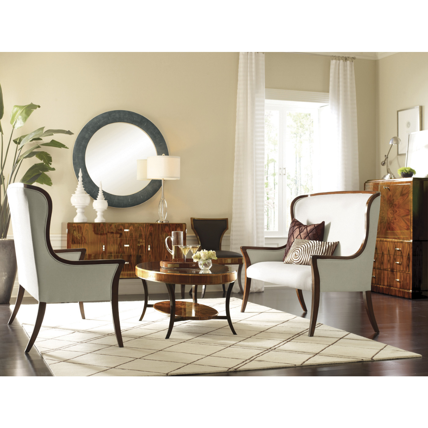 Art Deco High Lustre Curved Sideboard 