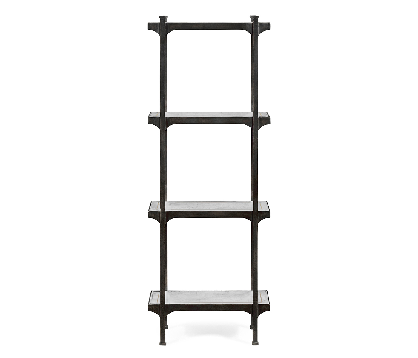 Églomisé & Bronze Iron Narrow Four-Tier Étagère