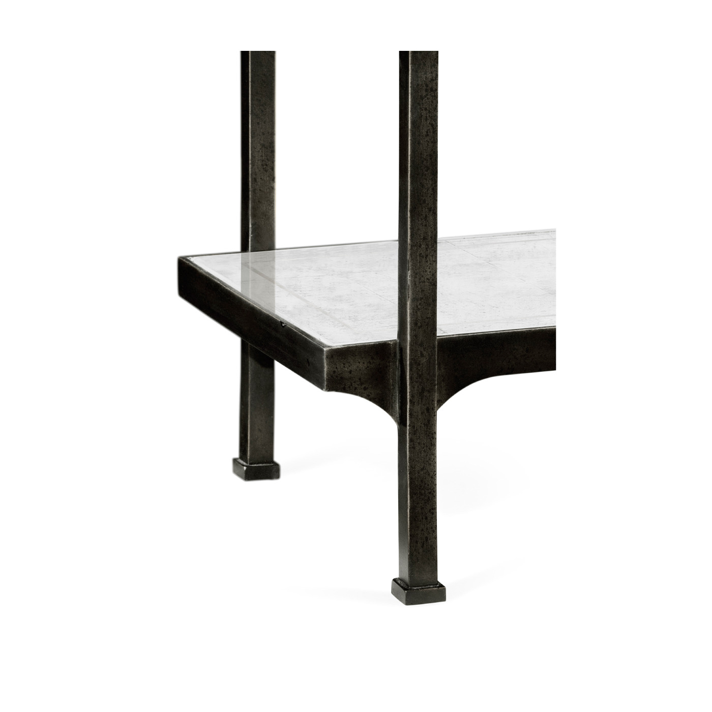 Églomisé & Bronze Iron Narrow Four-Tier Étagère