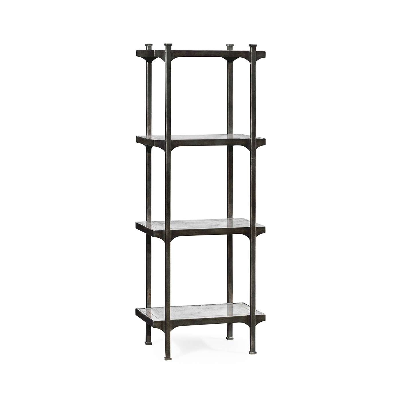 Églomisé & Bronze Iron Narrow Four-Tier Étagère