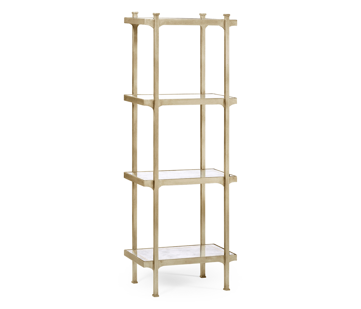 Églomisé & Silver Iron Narrow Four-Tier Étagère