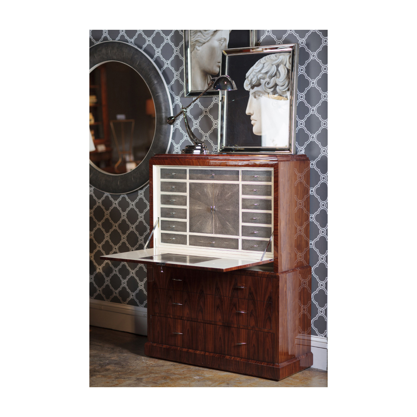 Art Deco Macassar Ebony High Lustre Secretaire