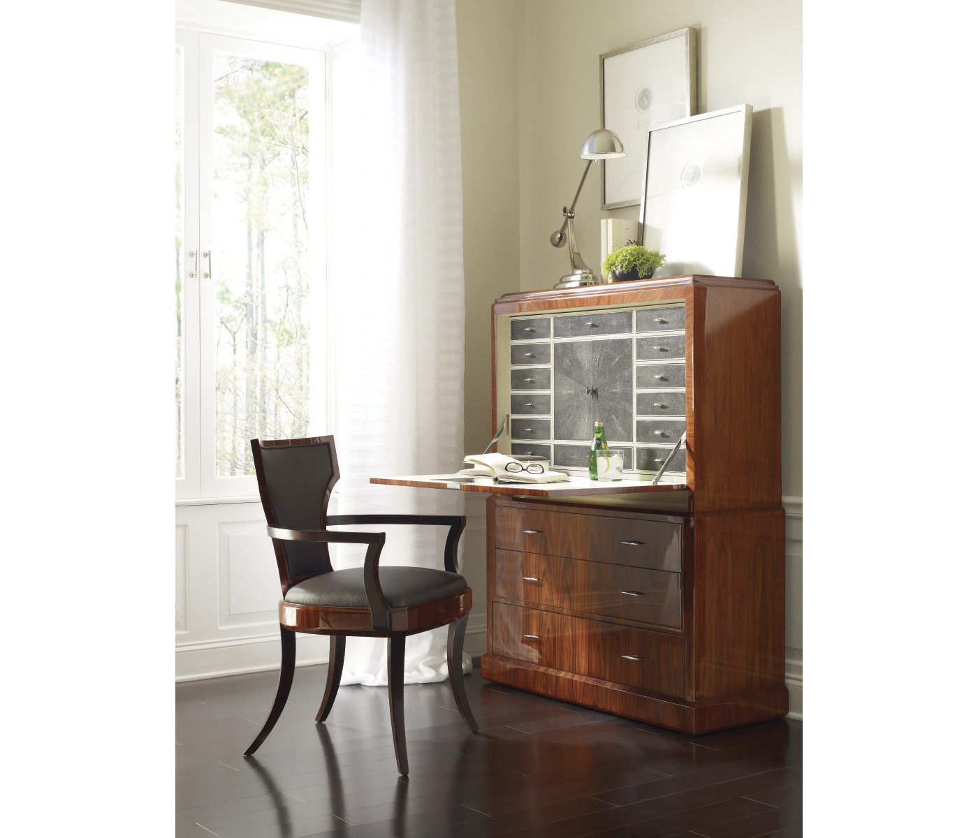 Art Deco Style Secretaire with Brass