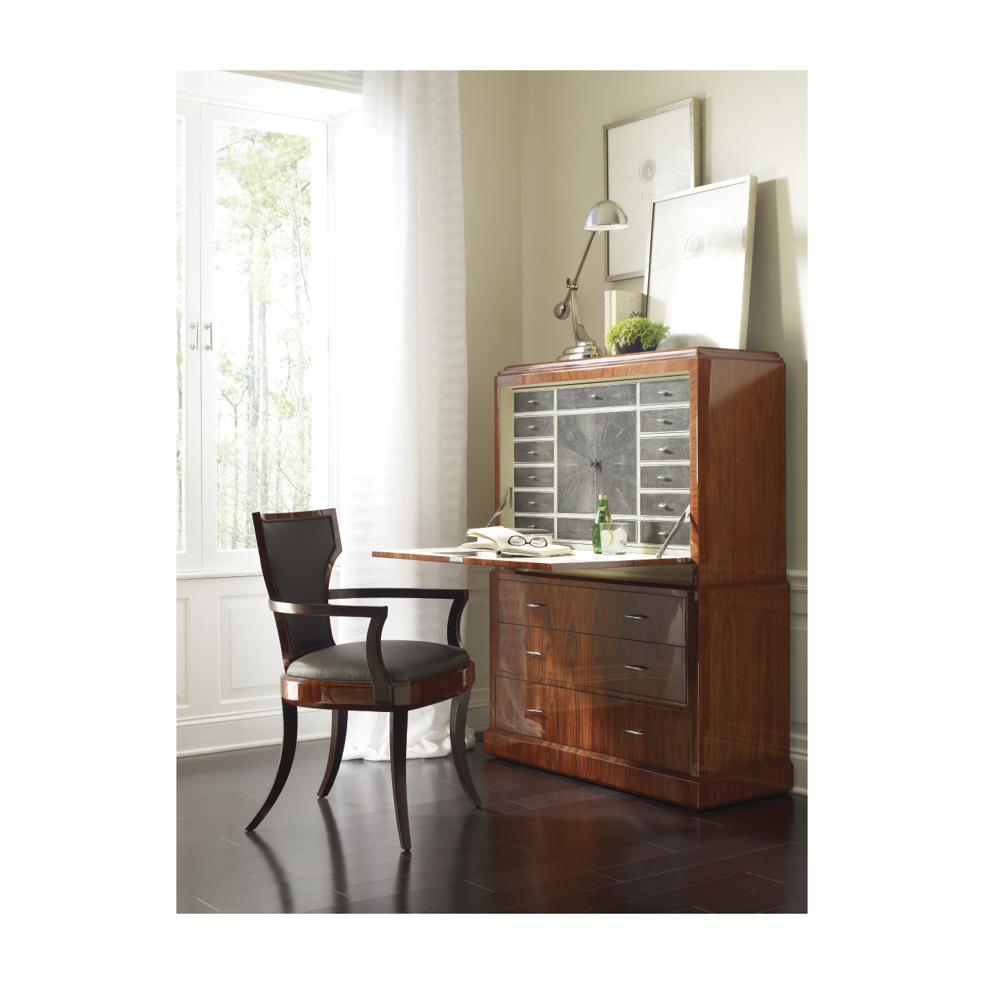 Art Deco Style Secretaire with Brass