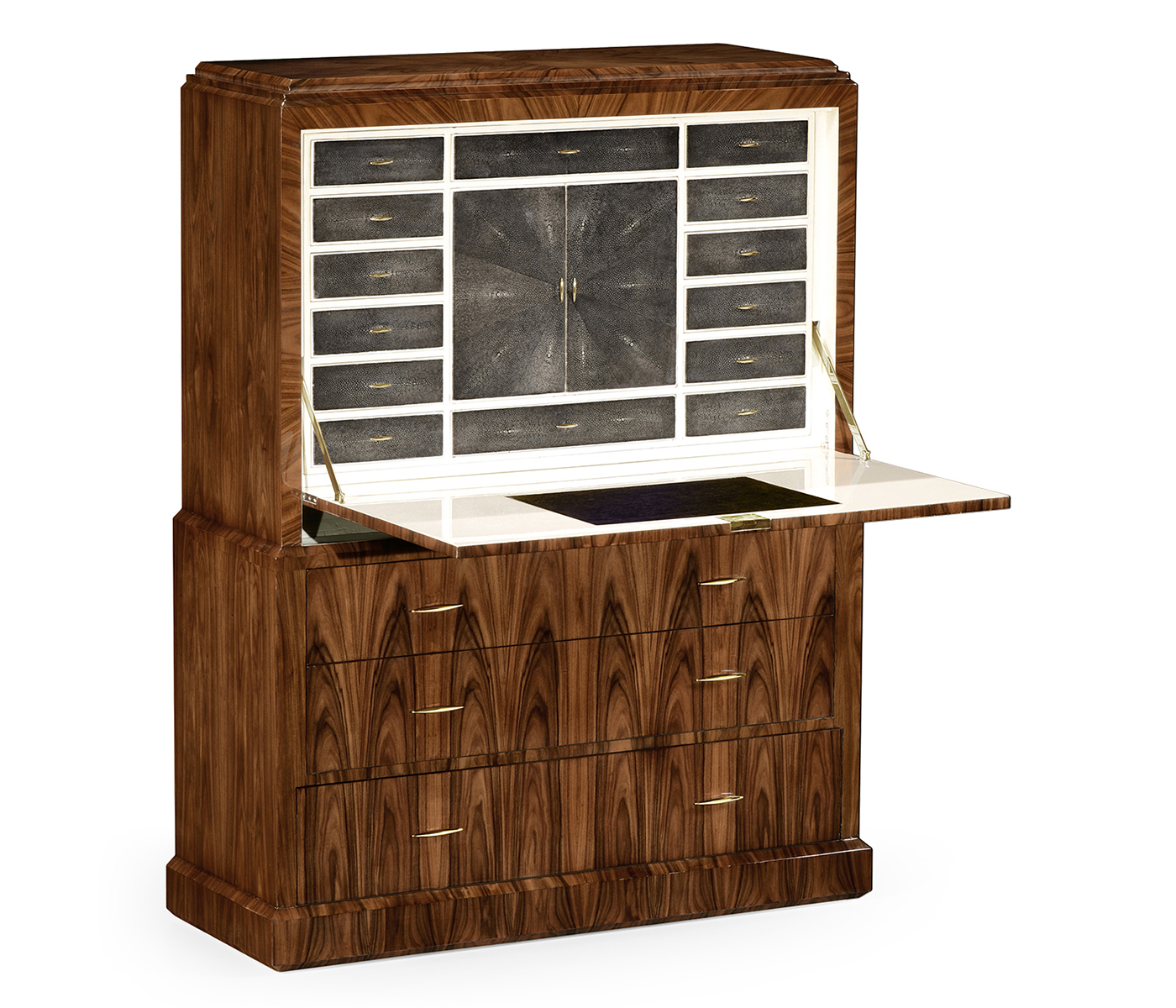 Art Deco Satin Secretaire with Brass