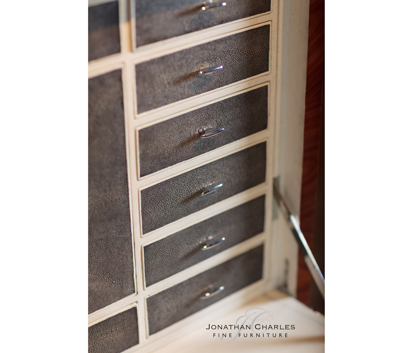Art Deco style secretaire with stainless steel (High lustre)