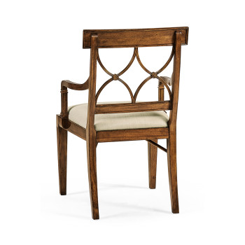 Regency Crotch Walnut Curved Back Arm Chair