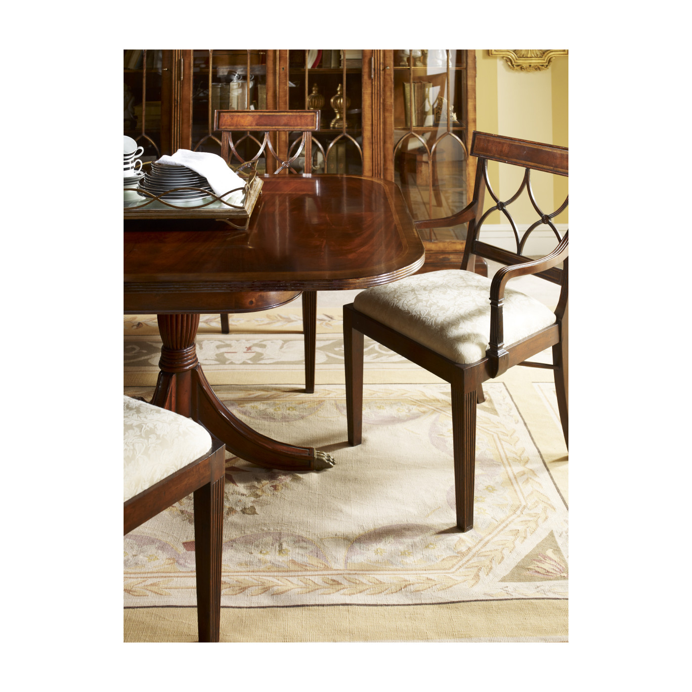 Regency Crotch Walnut Curved Back Arm Chair