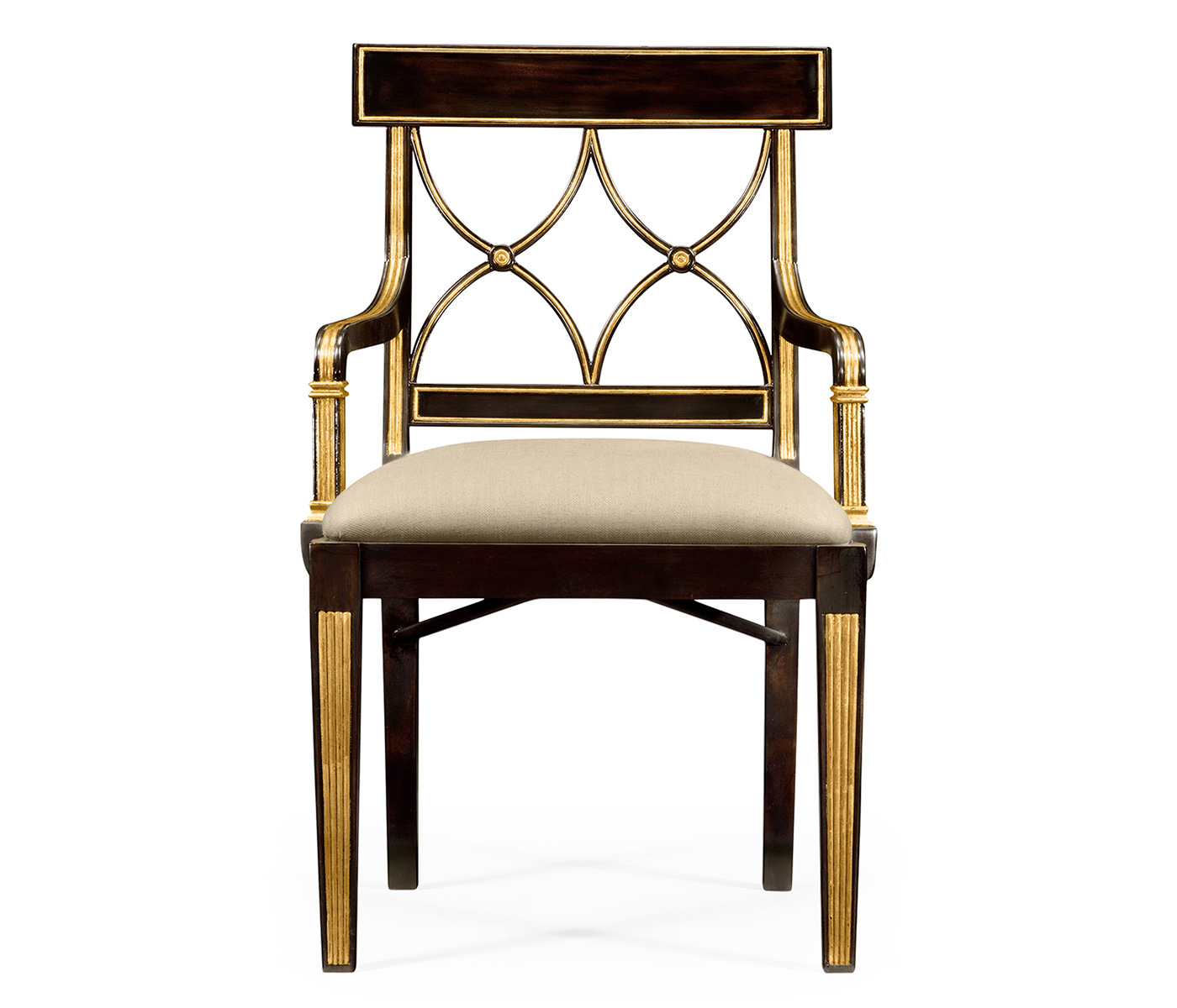 Regency Black Painted Curved Back Arm Chair