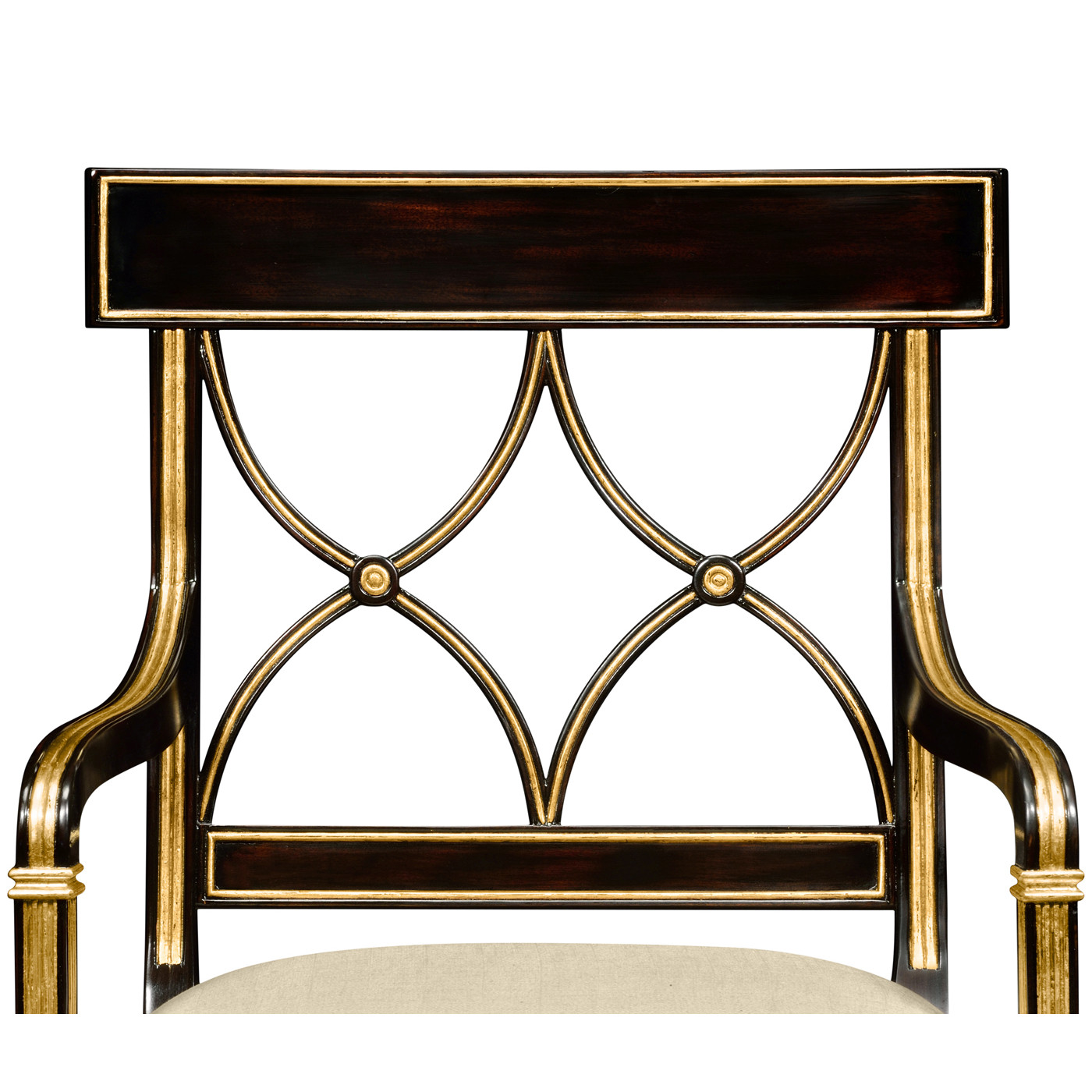 Regency Black Painted Curved Back Arm Chair