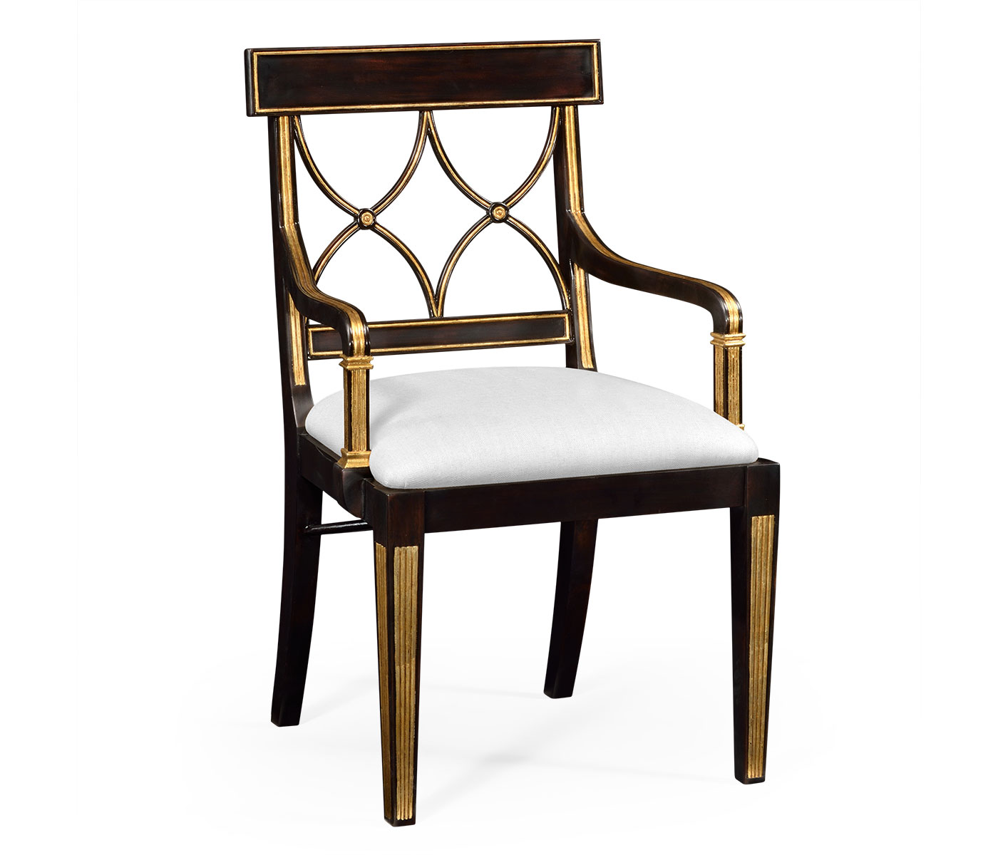 Regency Black Painted Curved Back Arm Chair