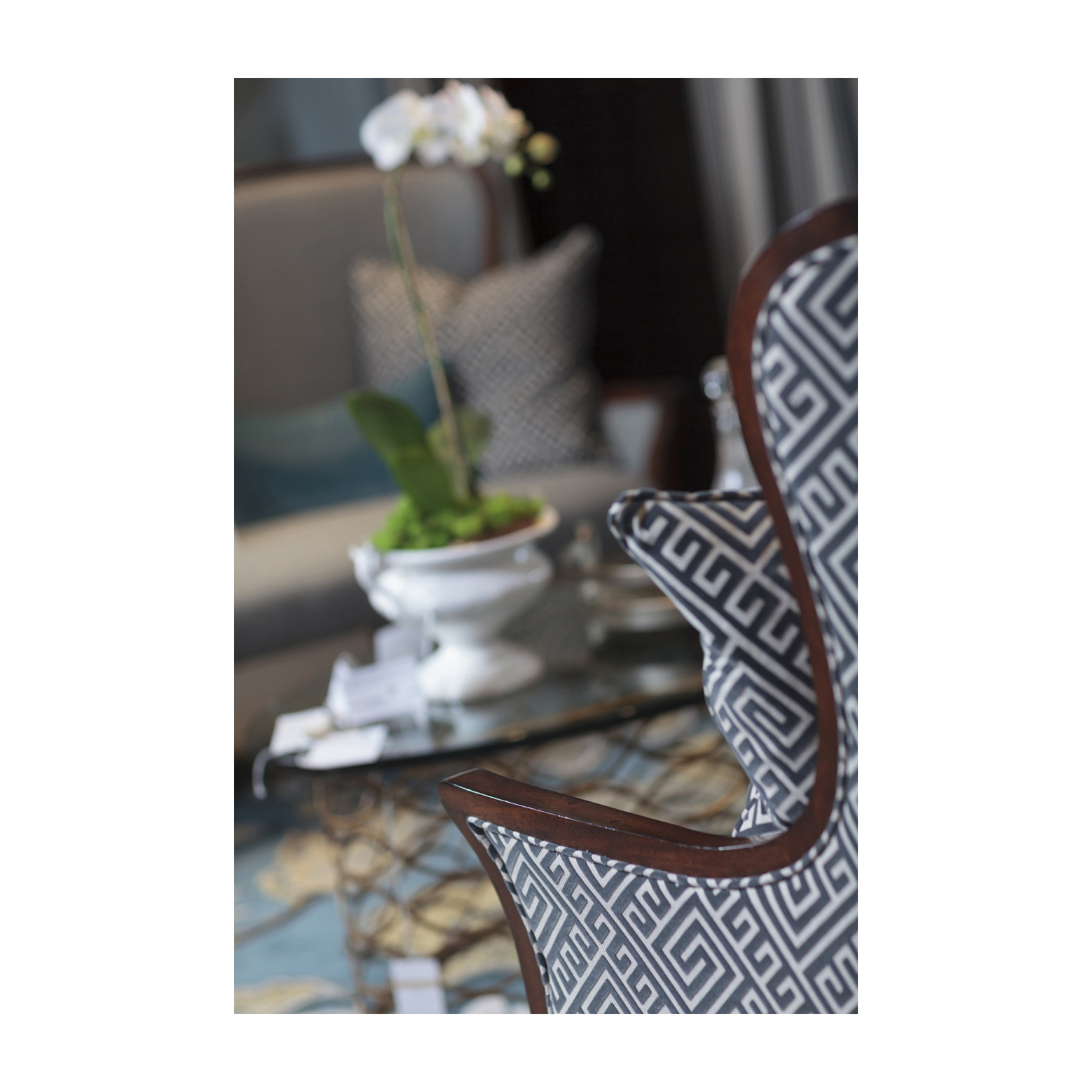 High Curved Back Upholstered Settee