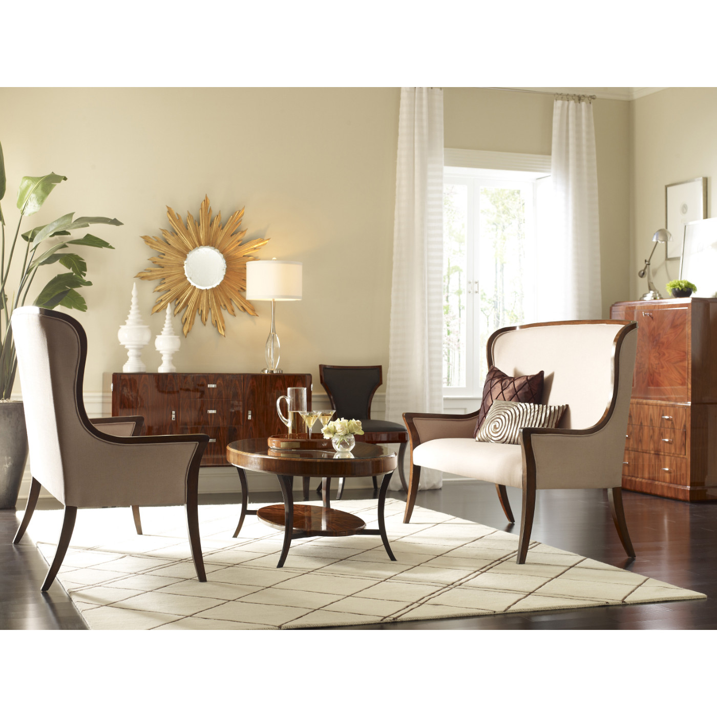 High Curved Back Upholstered Settee