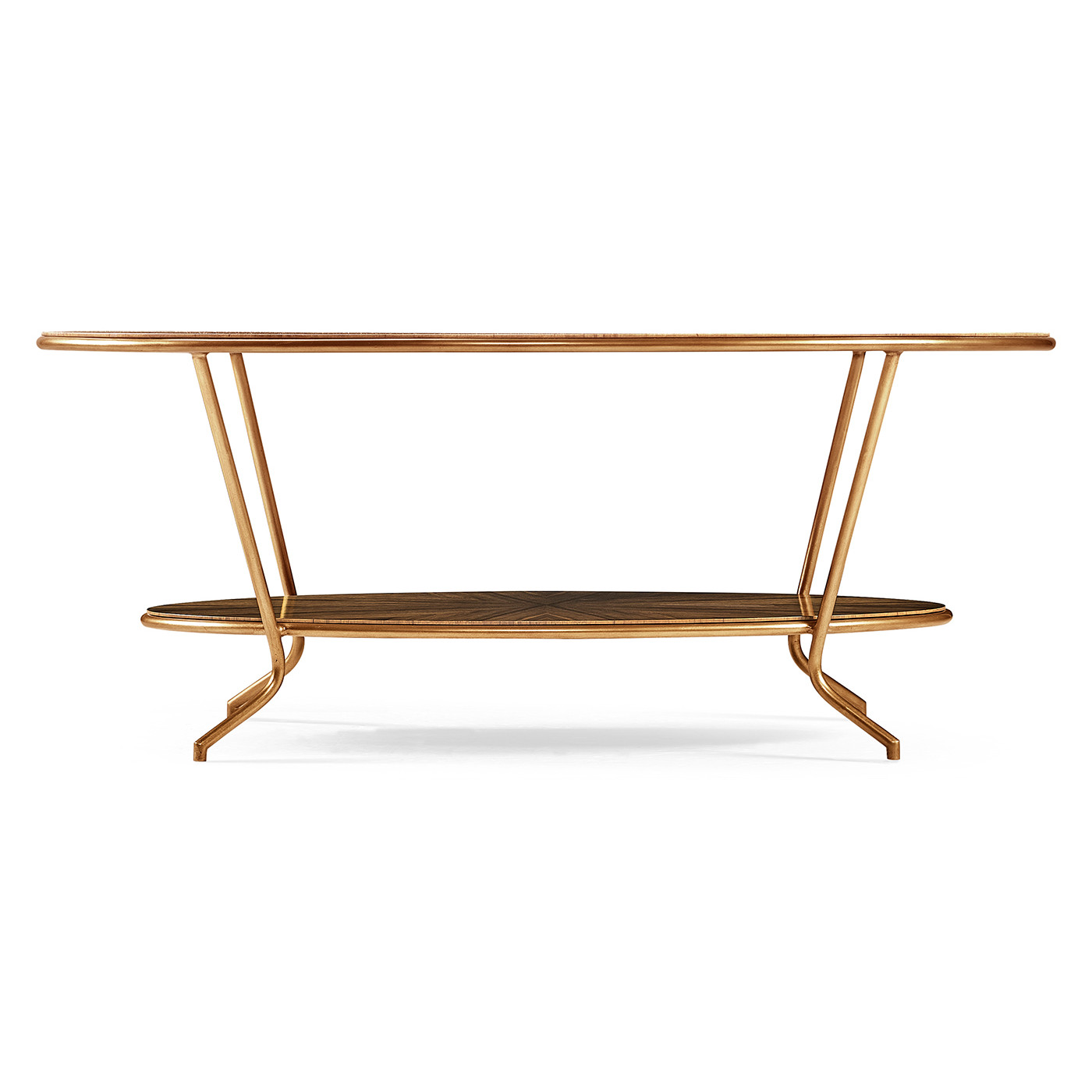 Argentinian walnut veneered oval coffee table