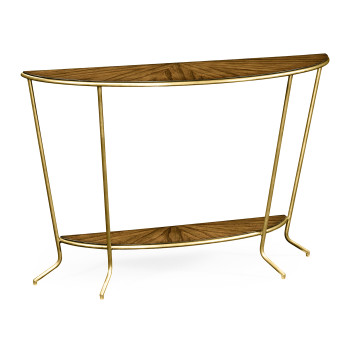 Argentinian walnut veneered demilune console