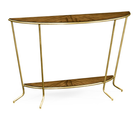 Argentinian walnut veneered demilune console