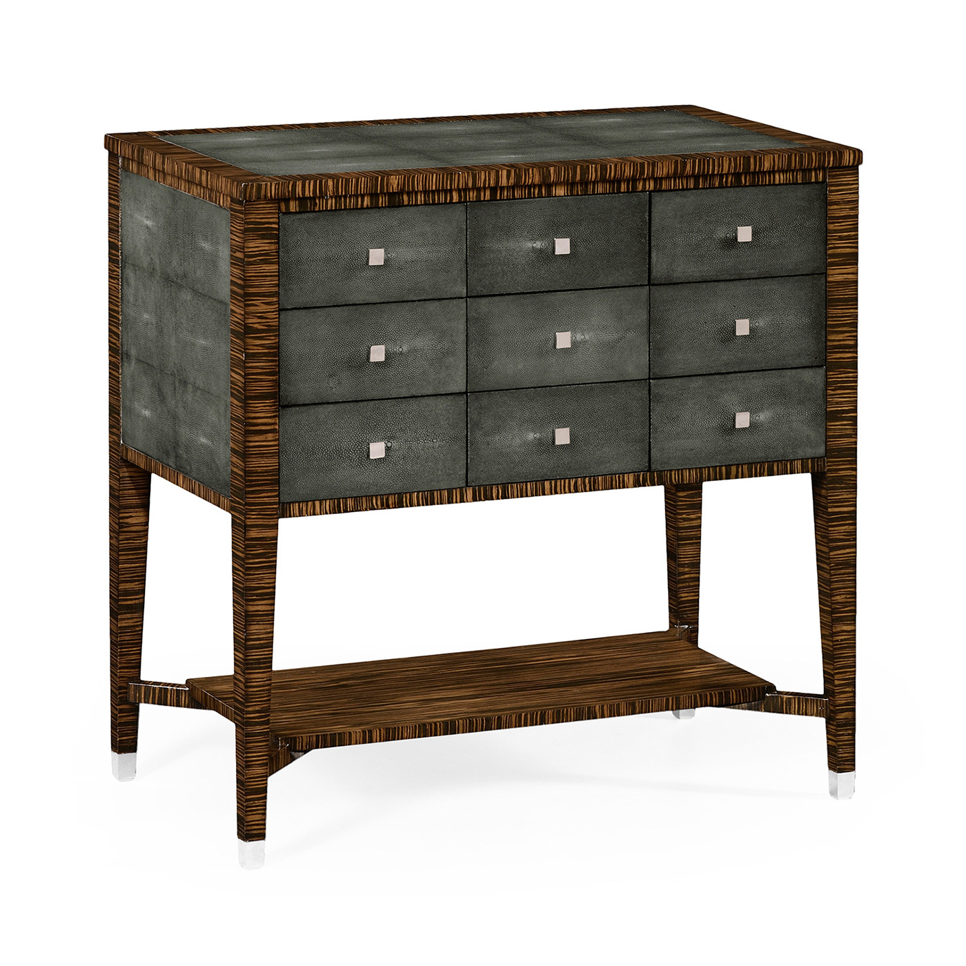 Faux Macassar Ebony & Anthracite Faux Shagreen Chest of Drawers