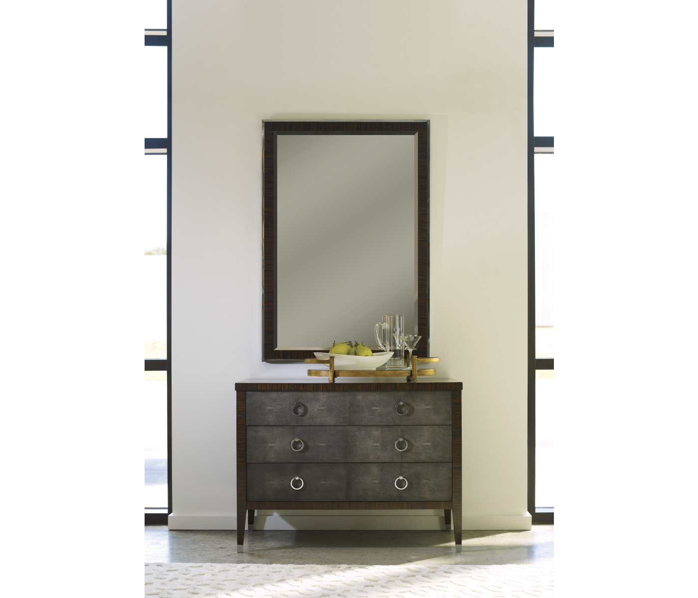 Ivory Faux Shagreen 3-Drawer Chest of Drawers