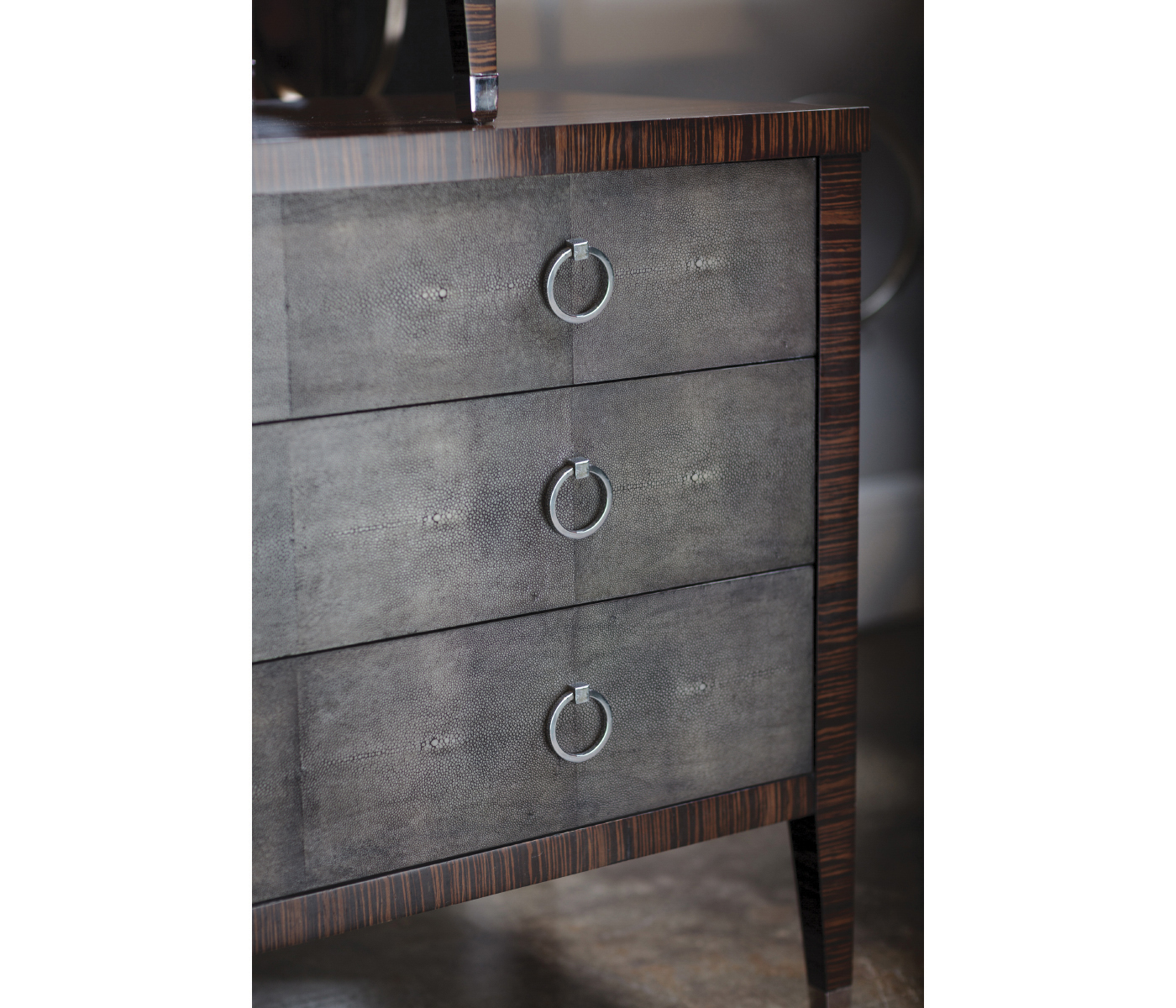 Ivory Faux Shagreen 3-Drawer Chest of Drawers