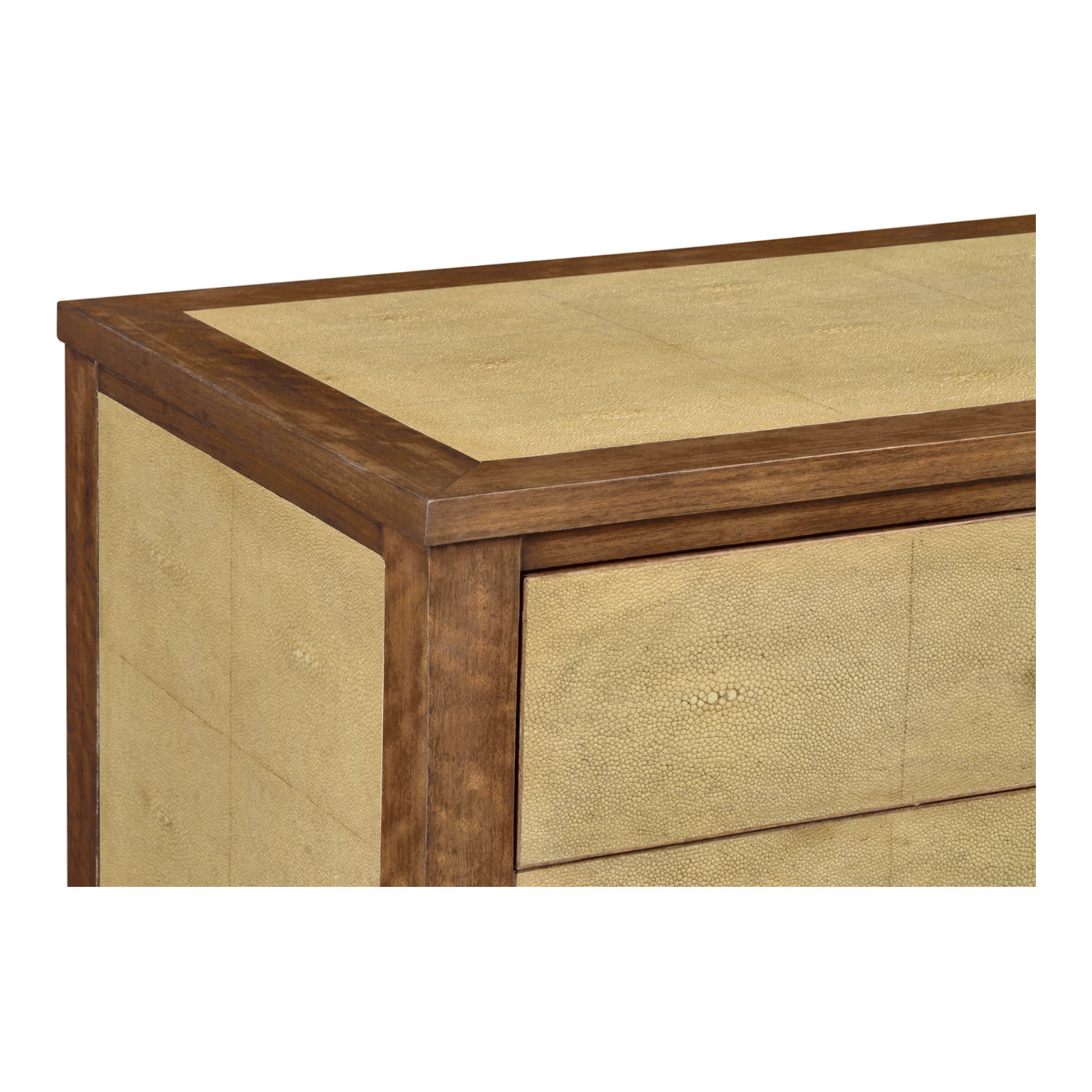 Ivory Faux Shagreen Bedside Chest of Drawers