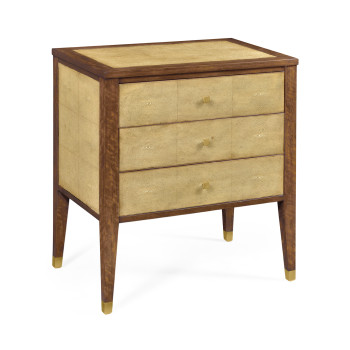 Ivory Faux Shagreen Bedside Chest of Drawers