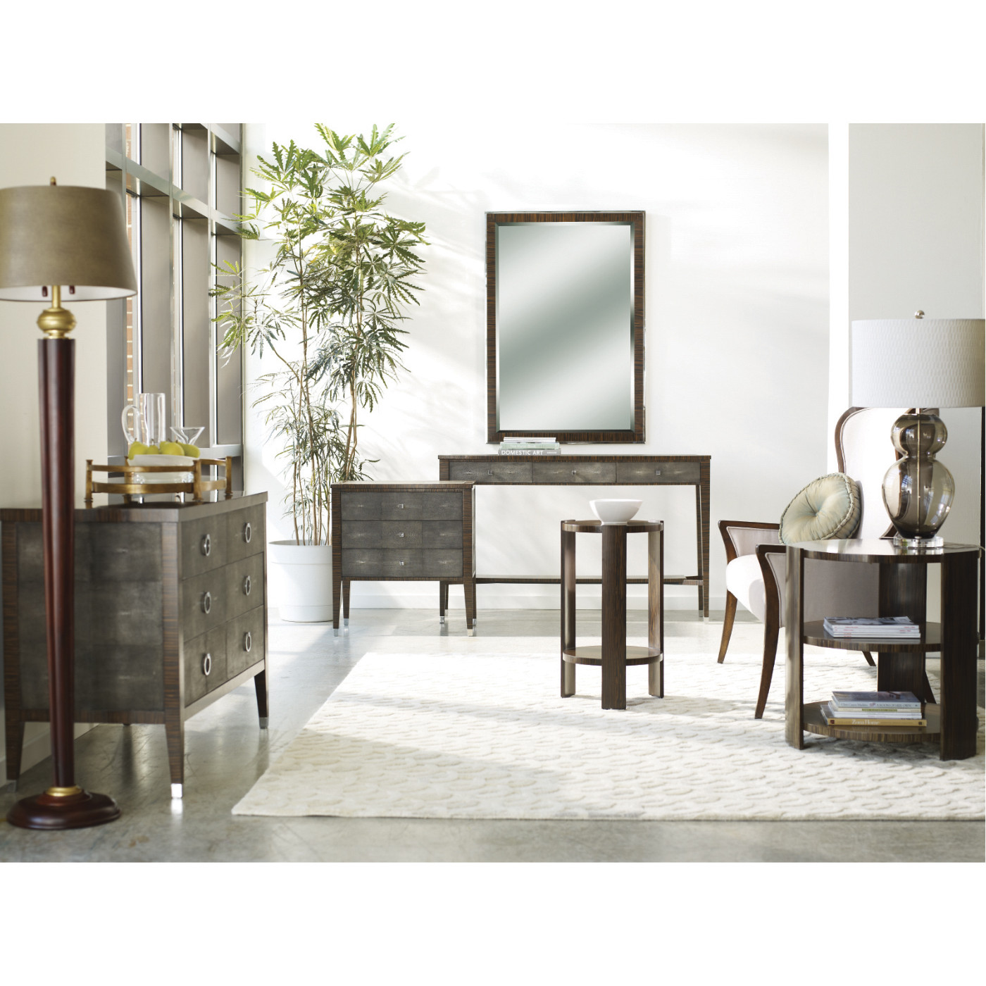 Faux Macassar Ebony & Anthracite Shagreen Console