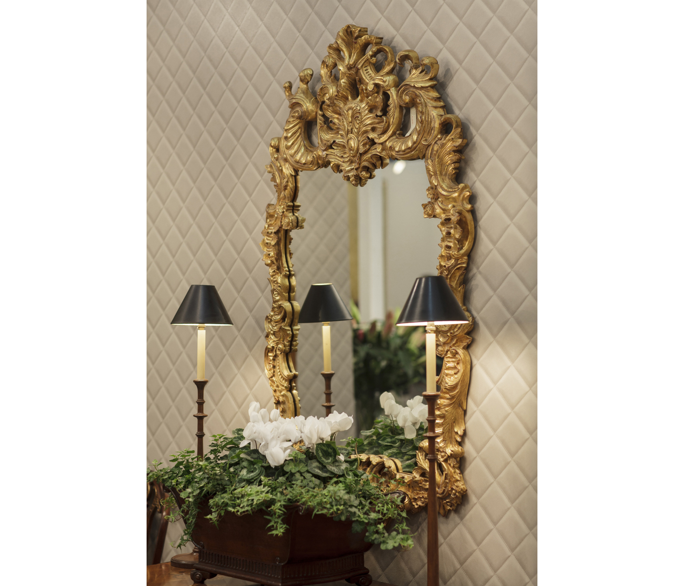 Finely carved walnut rococo style mirror