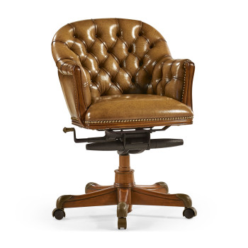 Chesterfield Style Walnut Office Chair