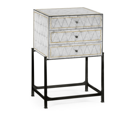Églomisé & Bronze High Chest of Drawers