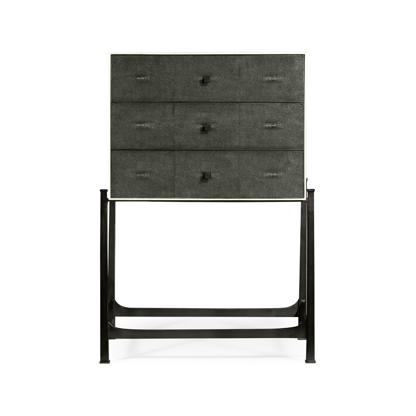 Anthracite Faux Shagreen & Bronze High Chest of Drawers