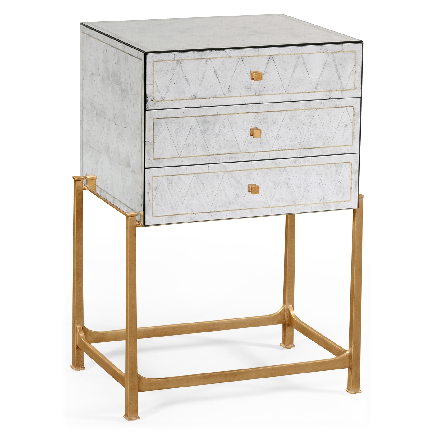 Églomisé & Gilded High Chest of Drawers