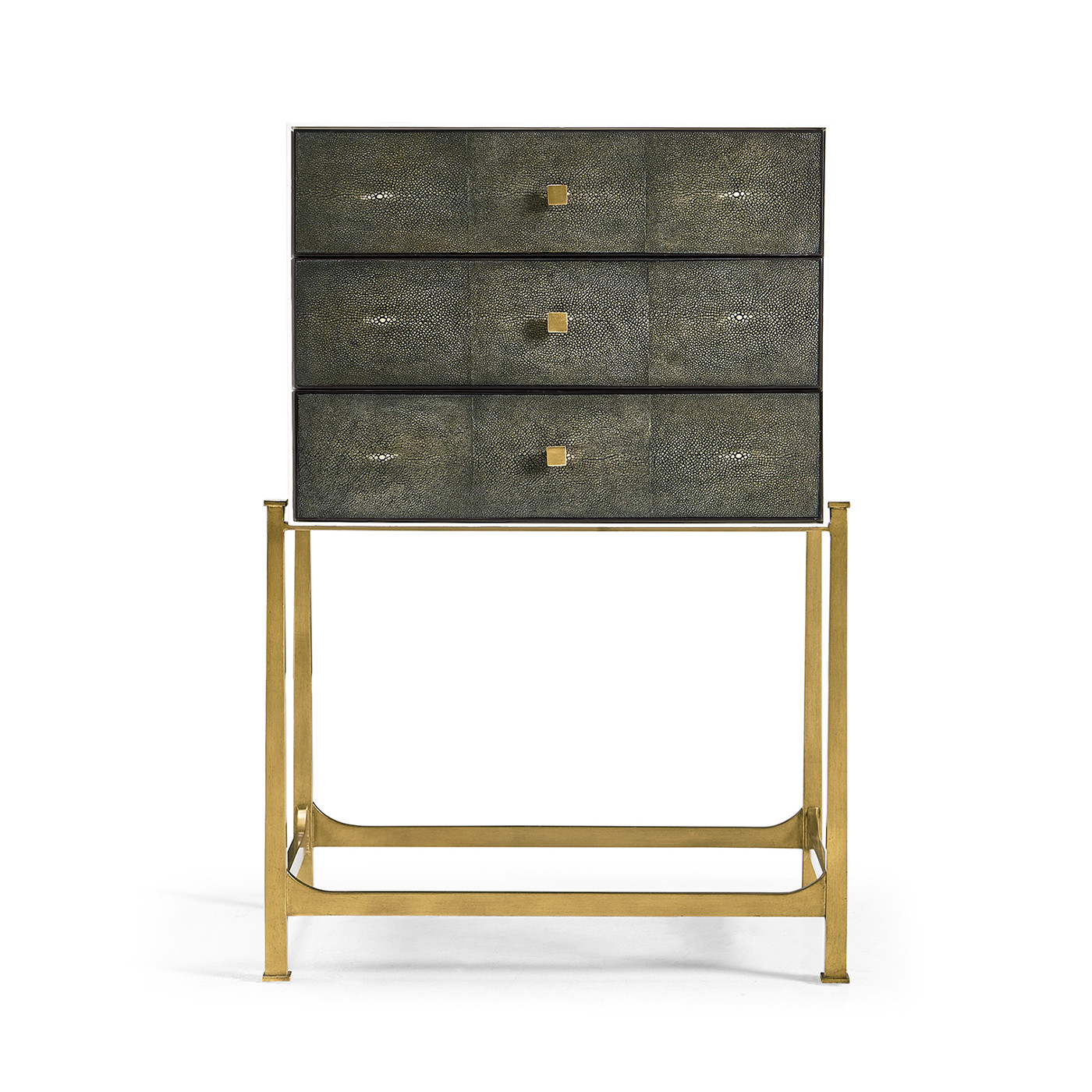Anthracite Faux Shagreen & Gilded High Chest of Drawers