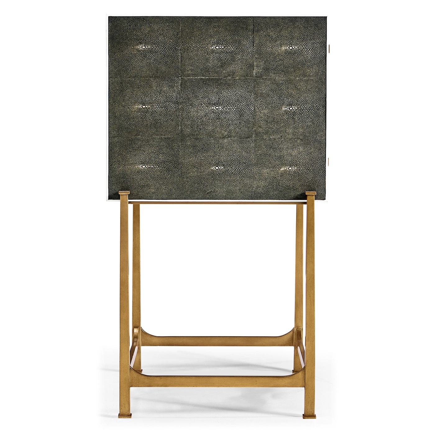 Anthracite Faux Shagreen & Gilded High Chest of Drawers