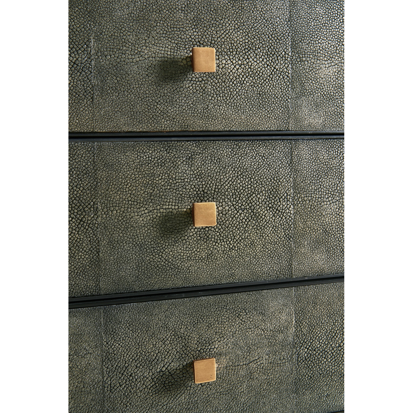 Anthracite Faux Shagreen & Gilded High Chest of Drawers