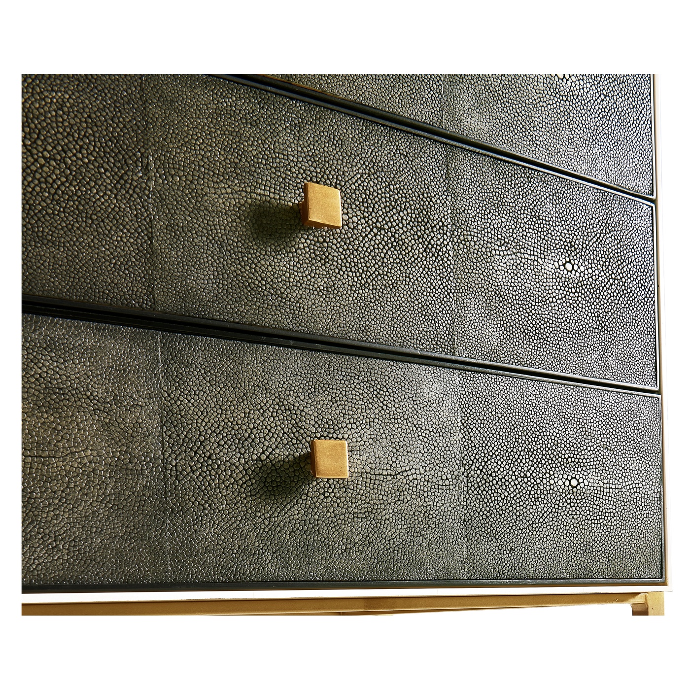Anthracite Faux Shagreen & Gilded High Chest of Drawers