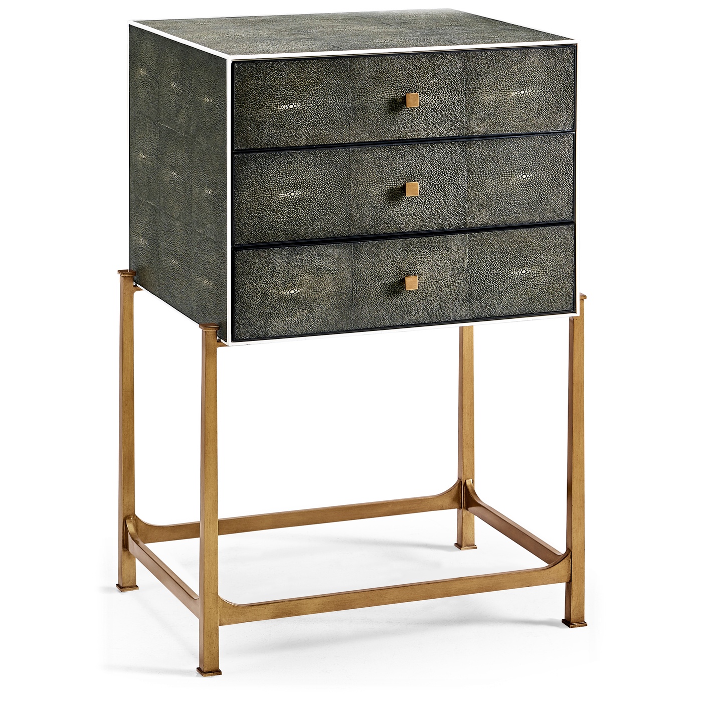 Anthracite Faux Shagreen & Gilded High Chest of Drawers
