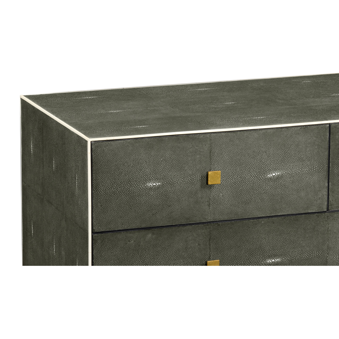 Anthracite Faux Shagreen & Gilded Large Chest of Drawers