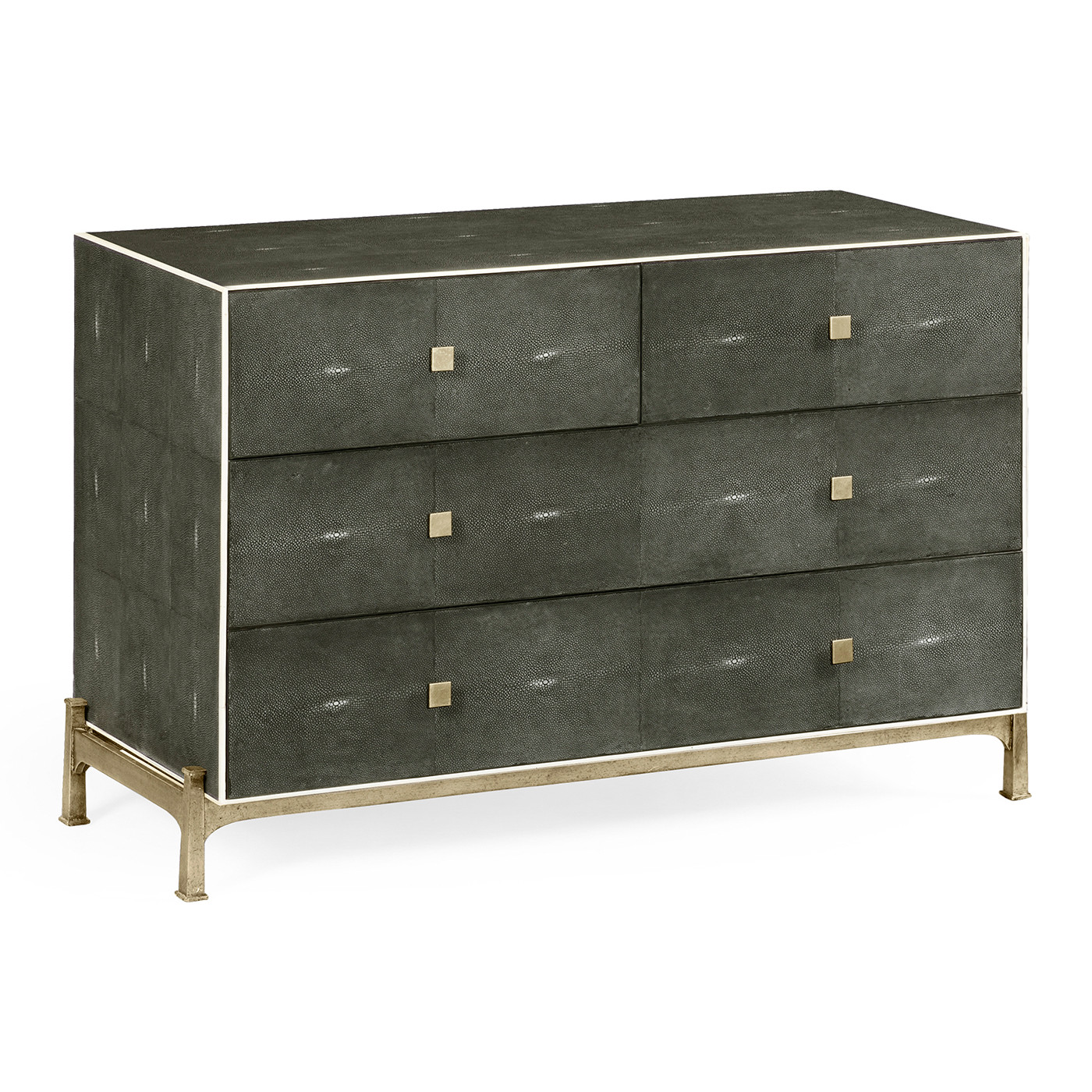 Anthracite Faux Shagreen & Silver Large Chest of Drawers