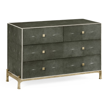 Anthracite Faux Shagreen & Silver Large Chest of Drawers
