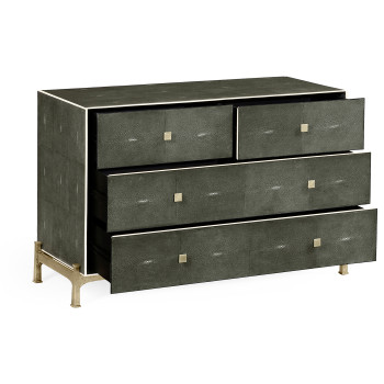 Anthracite Faux Shagreen & Silver Large Chest of Drawers
