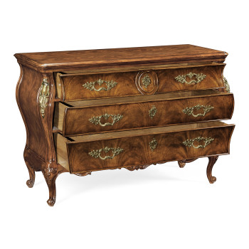 Louis XV crotch walnut chest of drawers