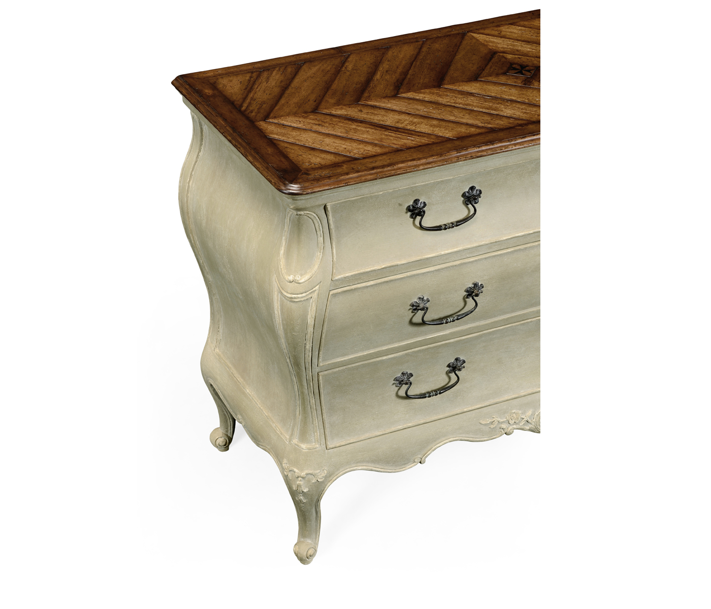 French provincial grey painted chest of drawers