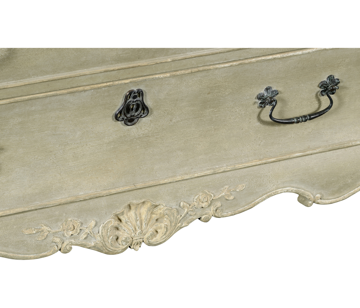 French provincial grey painted chest of drawers