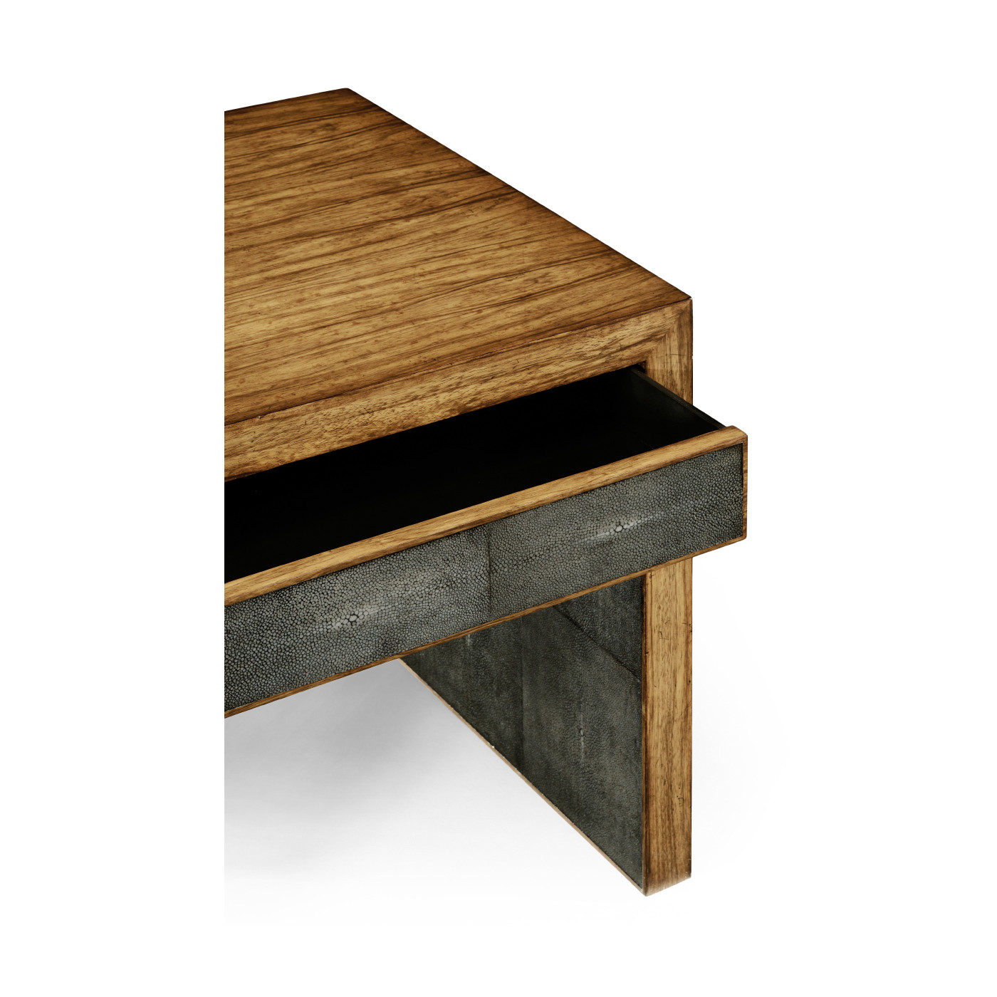 Argentinian walnut & anthracite faux shagreen side table